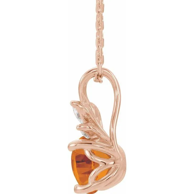 14K Yellow Citrine & 1/10 CTW Diamond 16-18" Necklace
