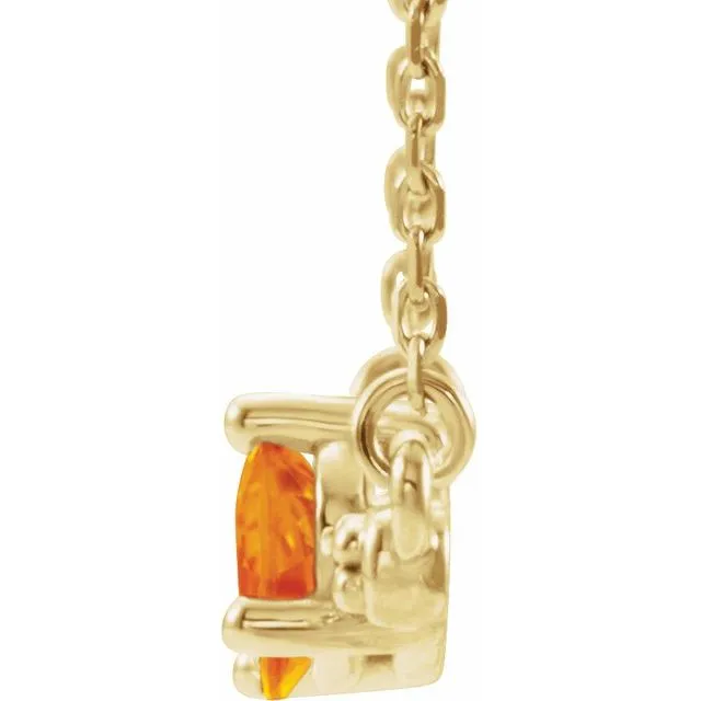 14K Yellow Citrine & 1/10 CTW Diamond 18" Necklace
