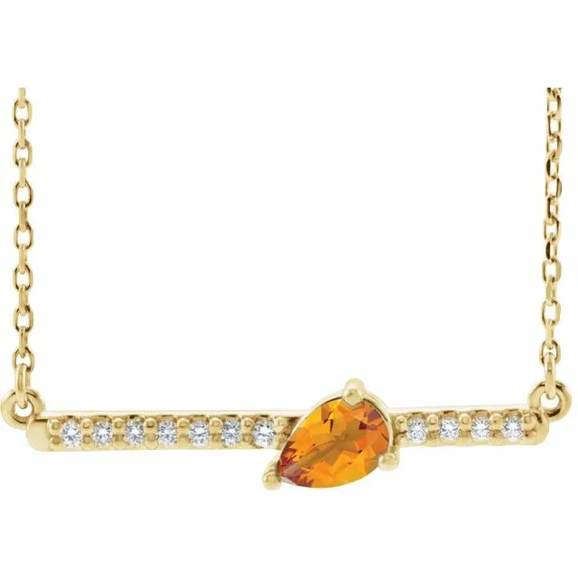 14K Yellow Citrine & 1/10 CTW Diamond 18" Necklace