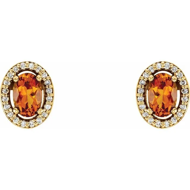 14K Yellow Citrine & 1/10 CTW Diamond Earrings