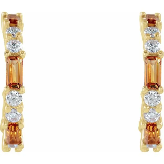 14K Yellow Citrine & 1/2 CTW Diamond Earrings