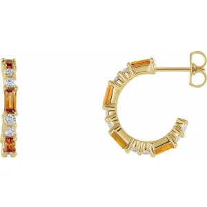 14K Yellow Citrine & 1/2 CTW Diamond Earrings