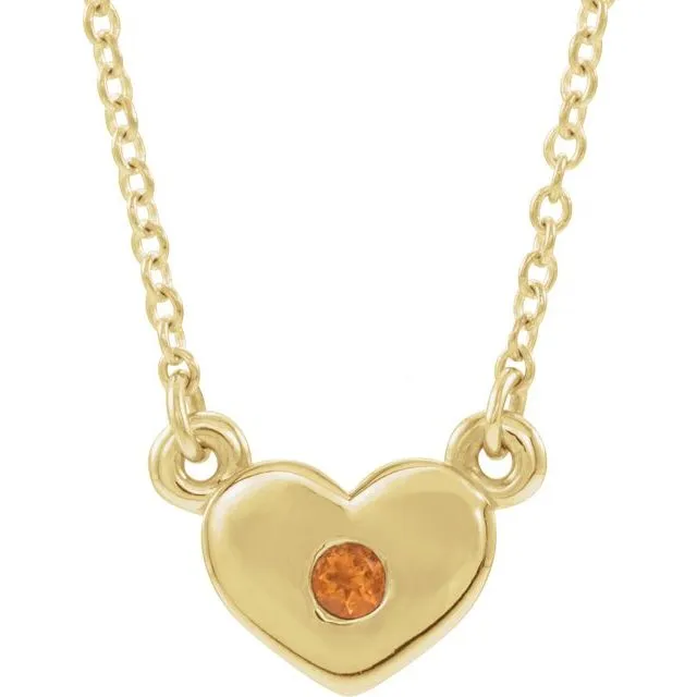 14K Yellow Citrine Heart 16" Necklace
