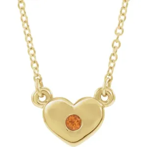 14K Yellow Citrine Heart 16" Necklace