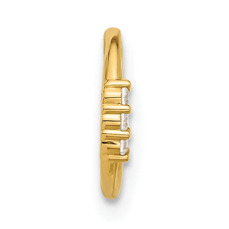 14K Yellow Gold  16 Gauge Polished CZ Hinged Cartilage Ring