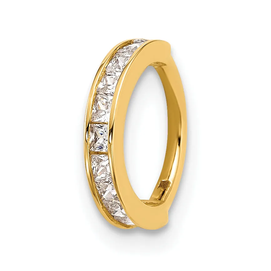14k Yellow Gold  18 Gauge Polished C.Z Hinged Cartilage Ring