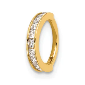 14k Yellow Gold  18 Gauge Polished C.Z Hinged Cartilage Ring