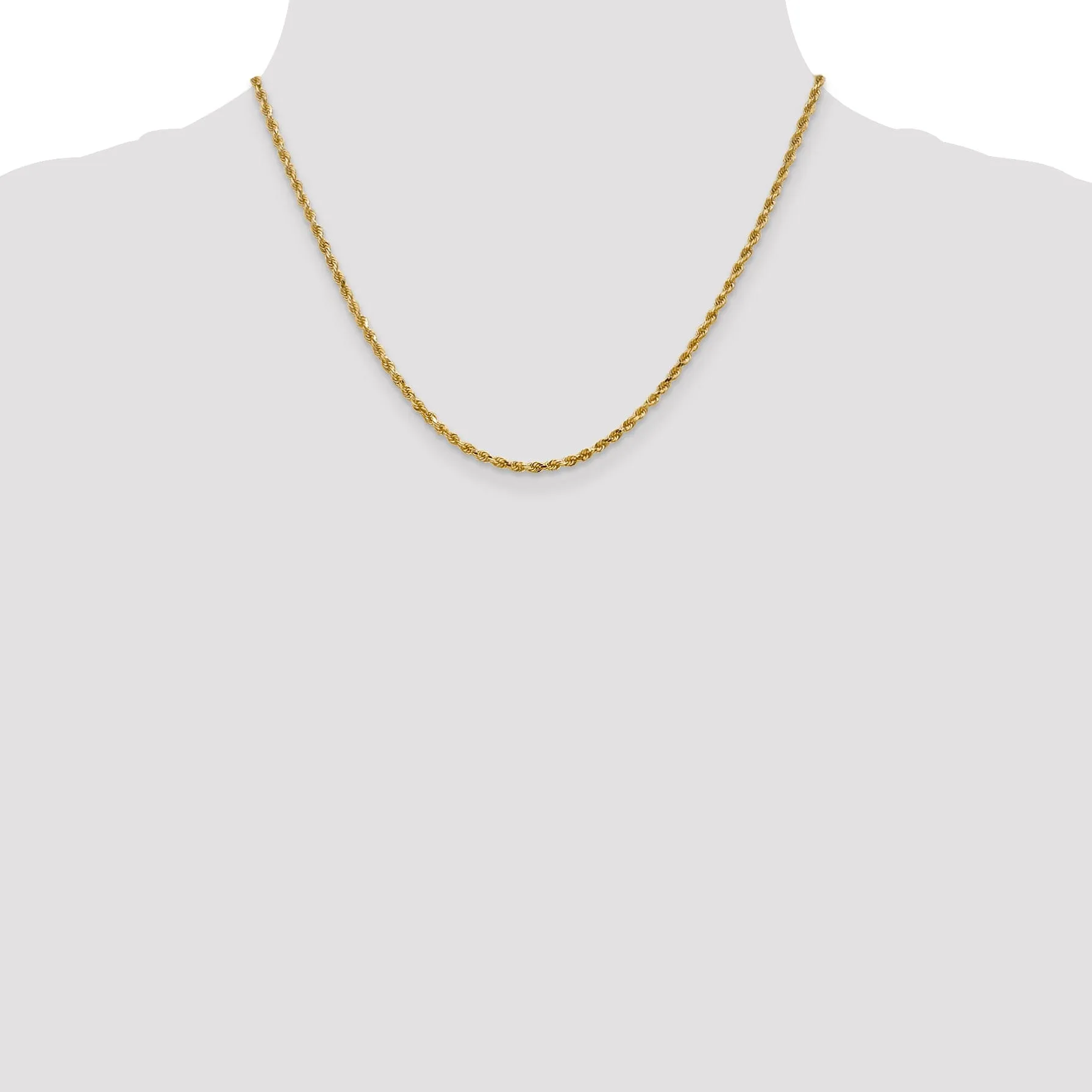 14k Yellow Gold 2.5m D.C Lightweight Rope Chain