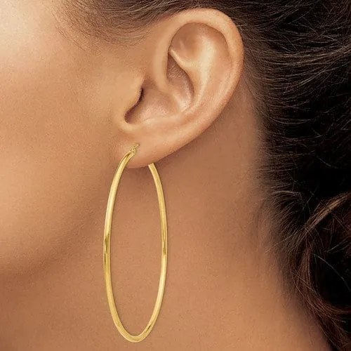 14k Yellow Gold 2.5MM Lightweight Round Earrings