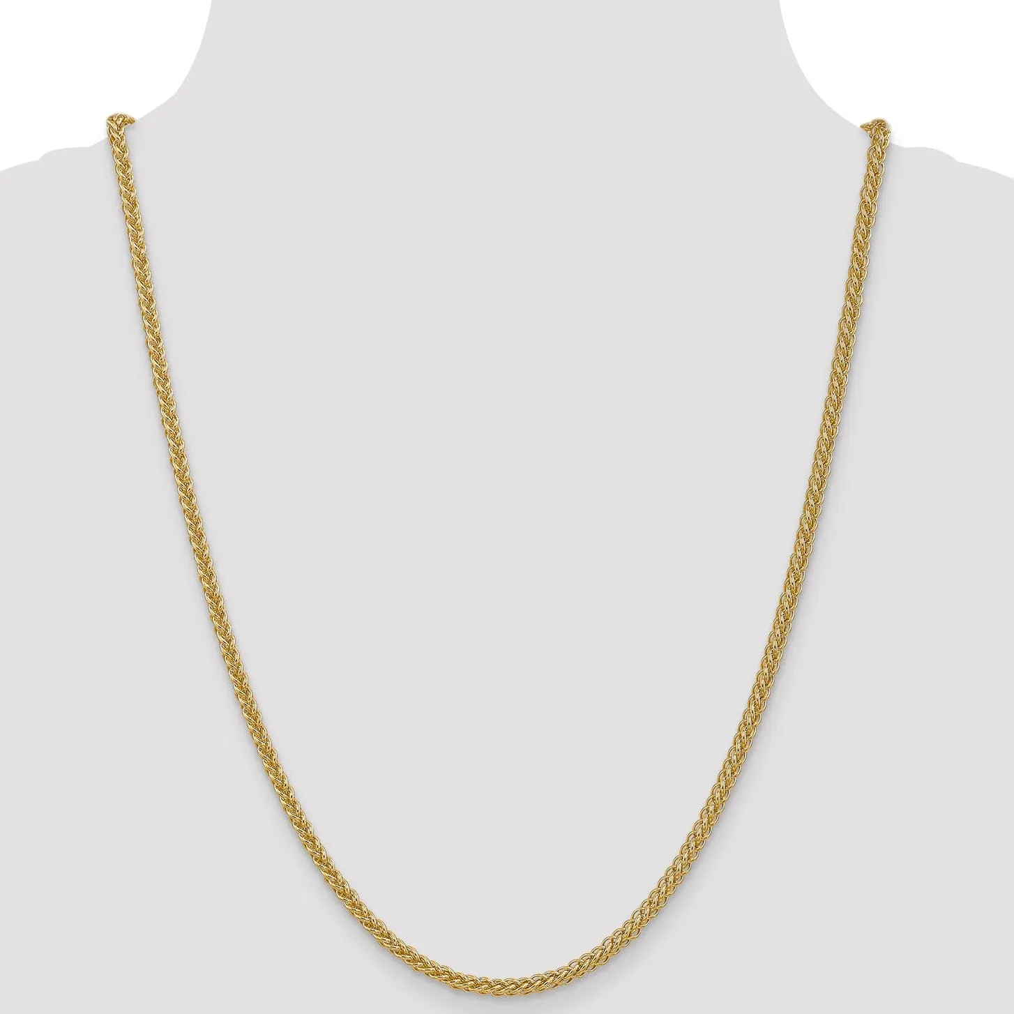 14k Yellow Gold 2.60-mm Hollow Wheat Chain