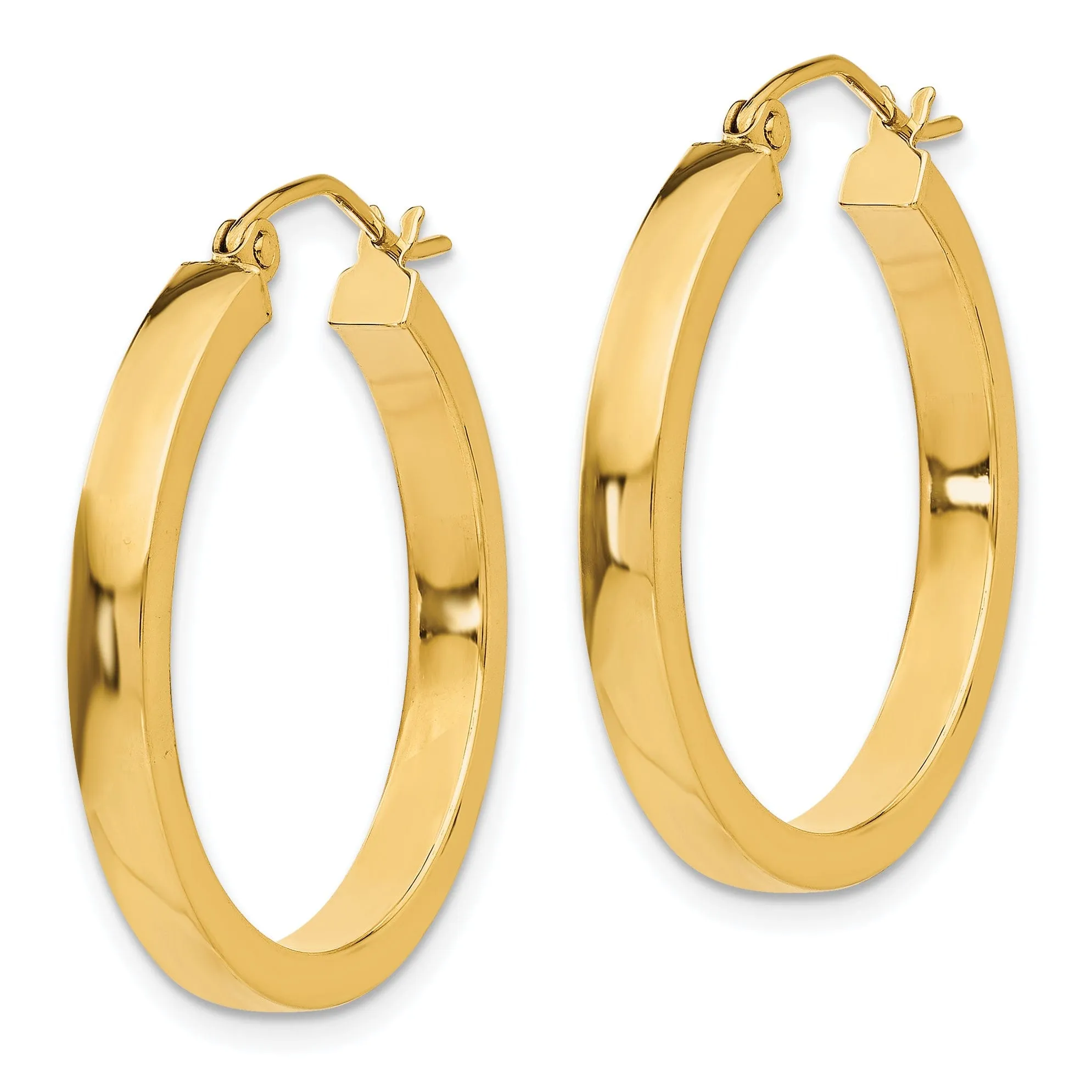 14k Yellow Gold 2x3MM Rectangle Tube Hoops