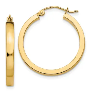 14k Yellow Gold 2x3MM Rectangle Tube Hoops
