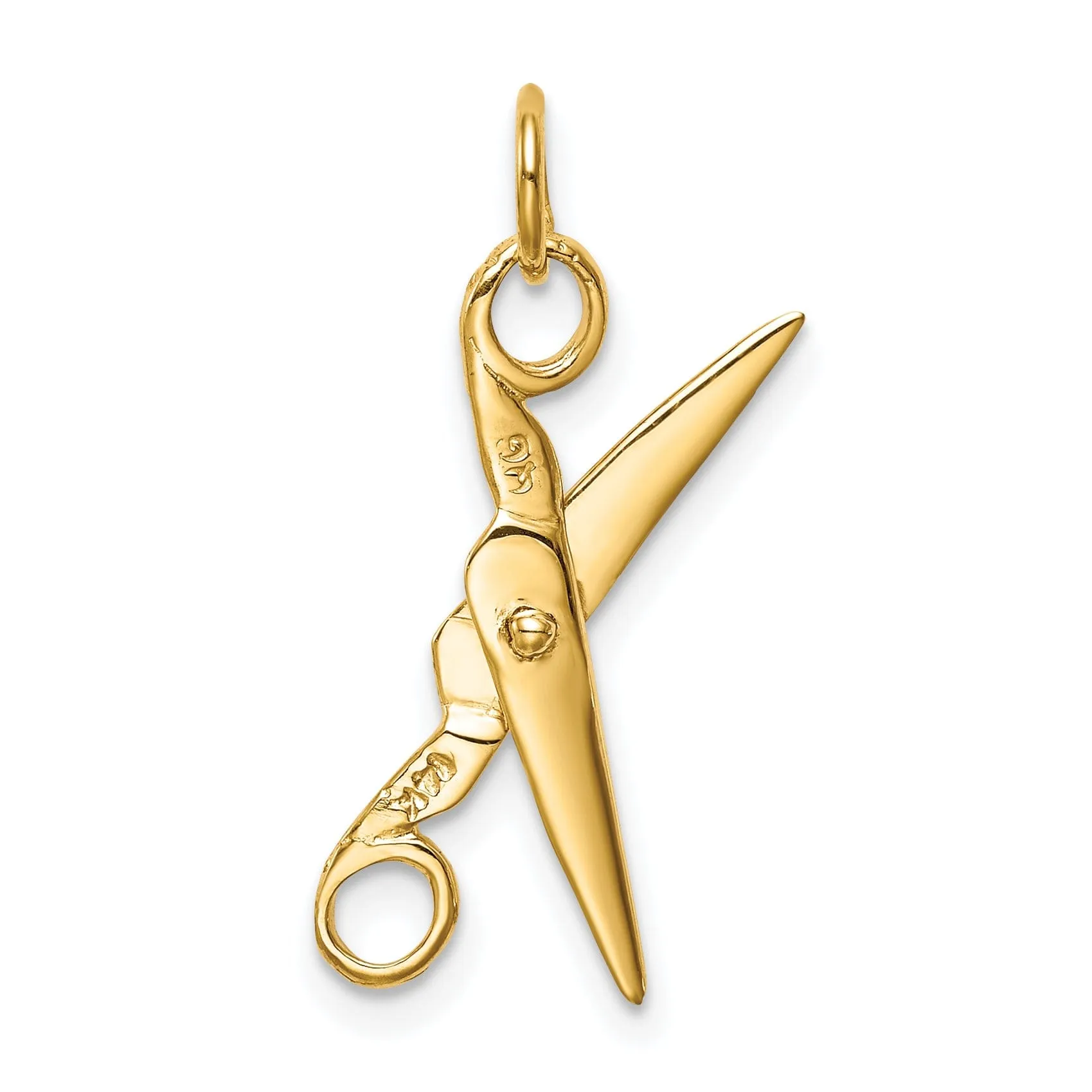 14k Yellow Gold 3-D Moveable Scissors Pendant