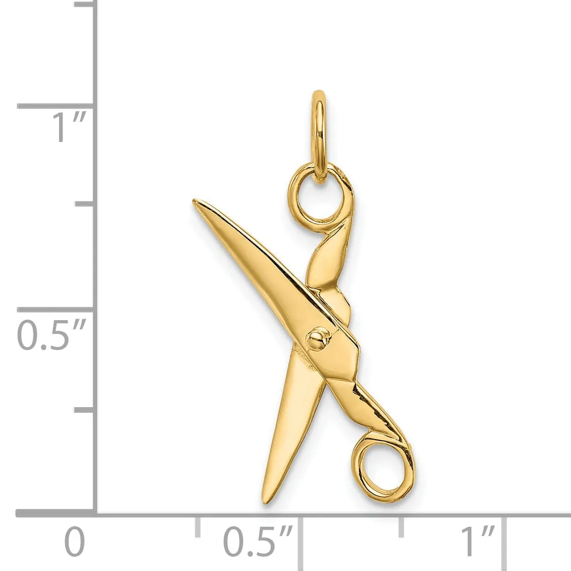 14k Yellow Gold 3-D Moveable Scissors Pendant