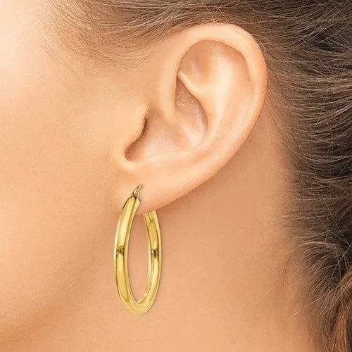 14k Yellow Gold 4MM Lightweight Round Earrings