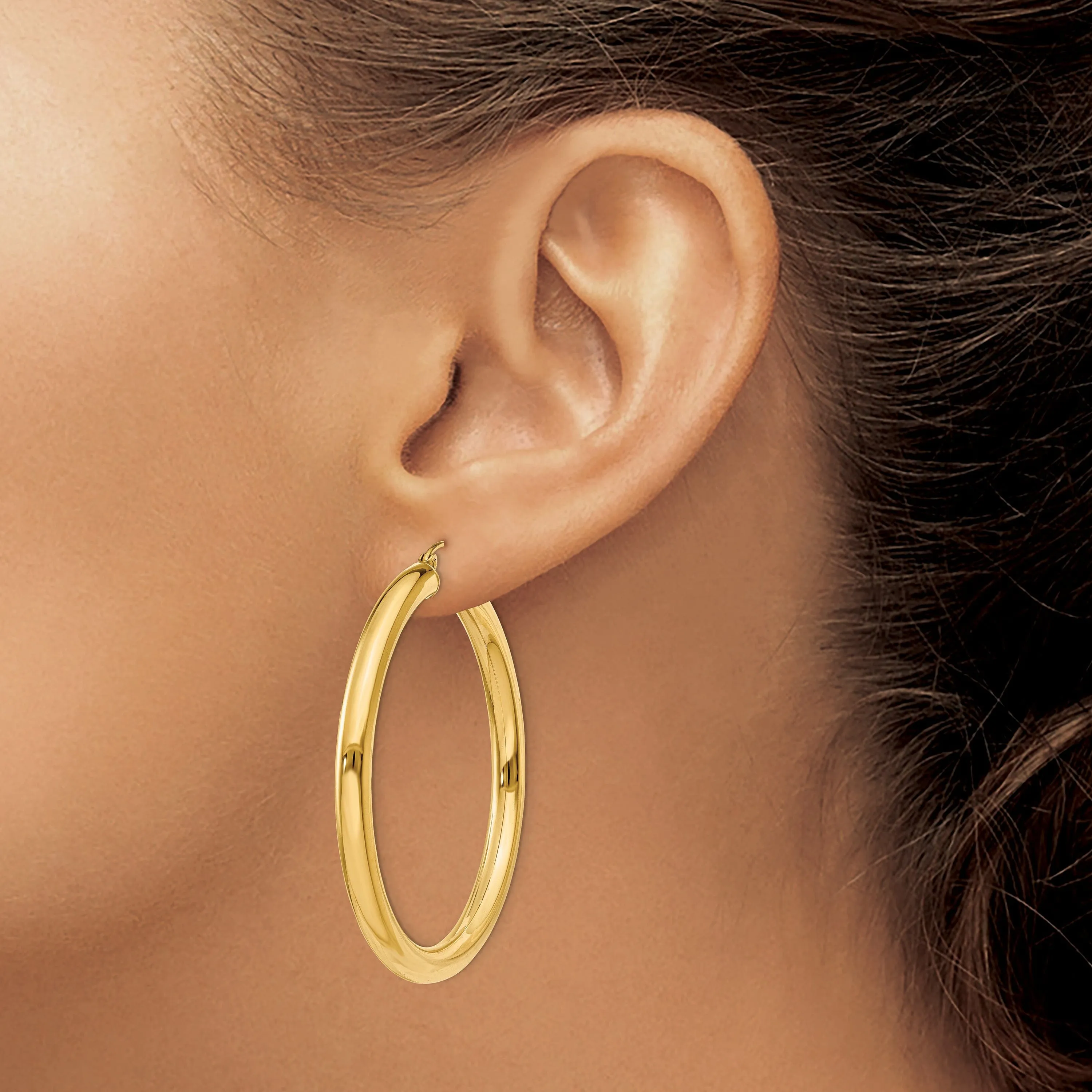 14k Yellow Gold 4MM Lightweight Round Earrings