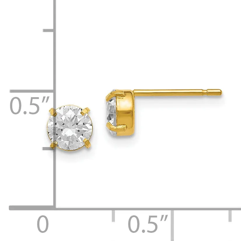 14k Yellow Gold C.Z Stud 5.0mm Earrings