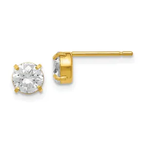 14k Yellow Gold C.Z Stud 5.0mm Earrings