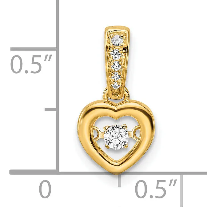 14k Yellow Gold Diamond Polished Heart Dangle Pendant
