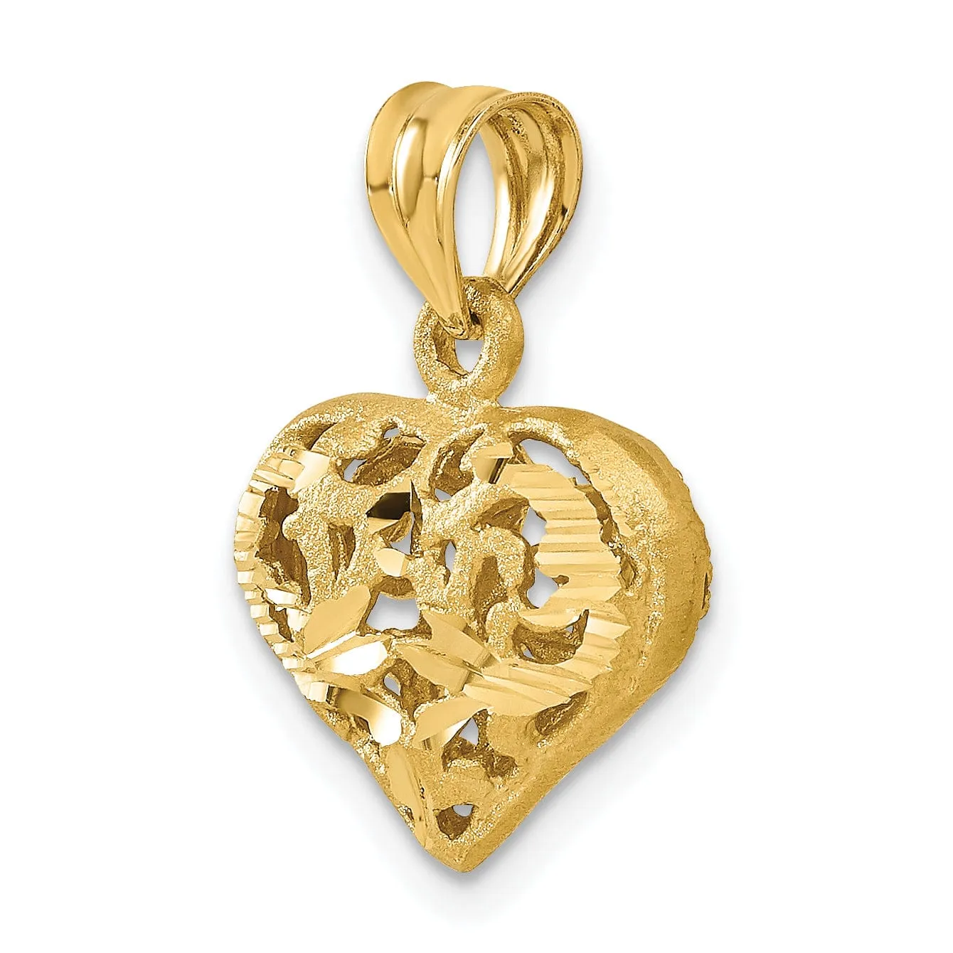 14k Yellow Gold Fancy Heart Charm Pendant