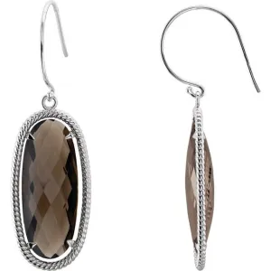 14K Yellow Gold Natural Smoky Quartz Rope Earrings