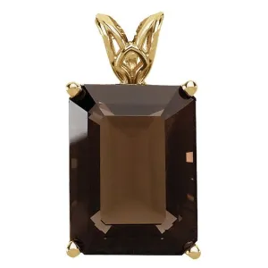 14K Yellow Gold Natural Smoky Quartz Scroll Setting® Pendant