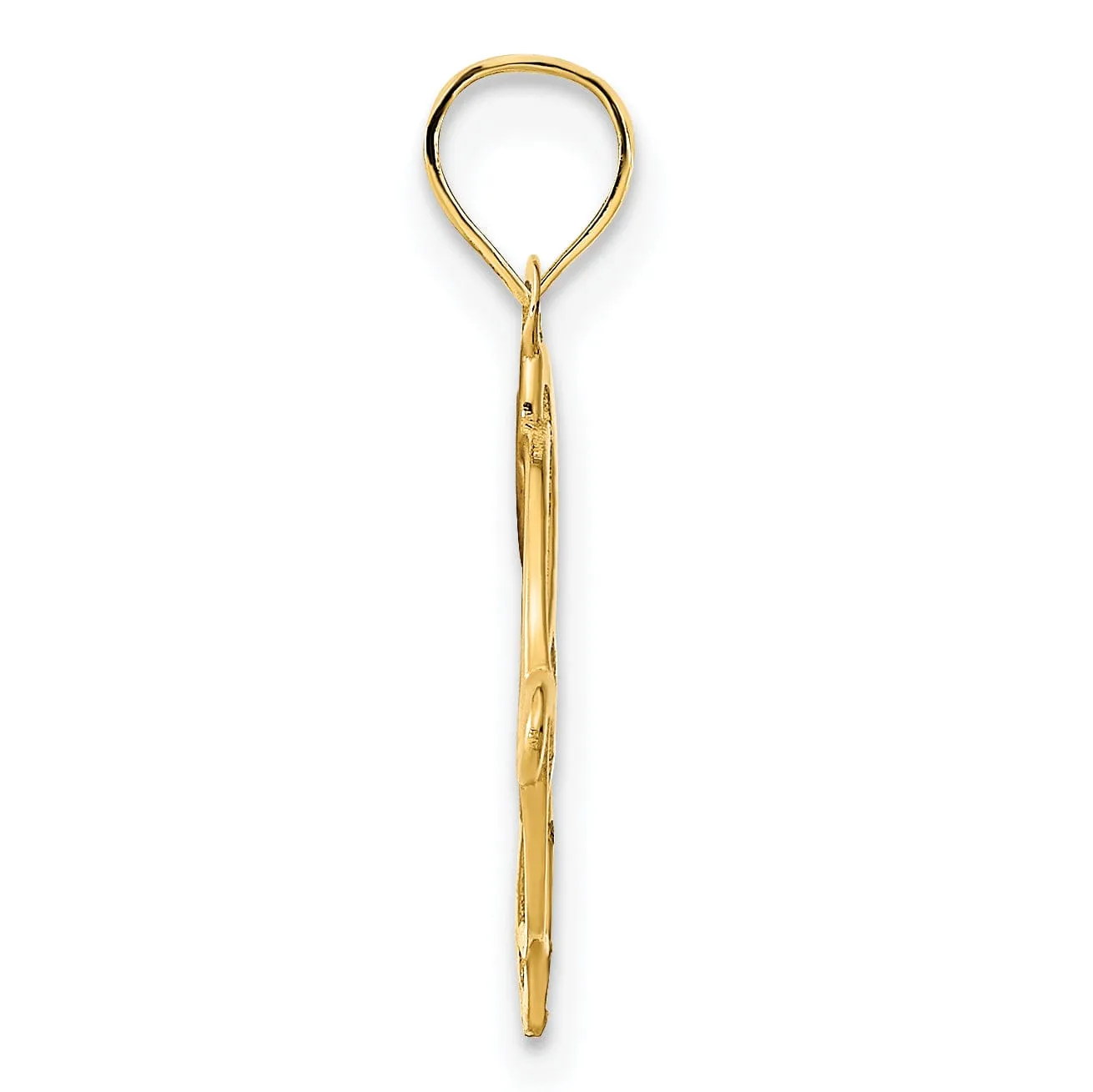 14k Yellow Gold Open Back Solid Polished Finish Womens Fancy Trinity Design Charm Pendant