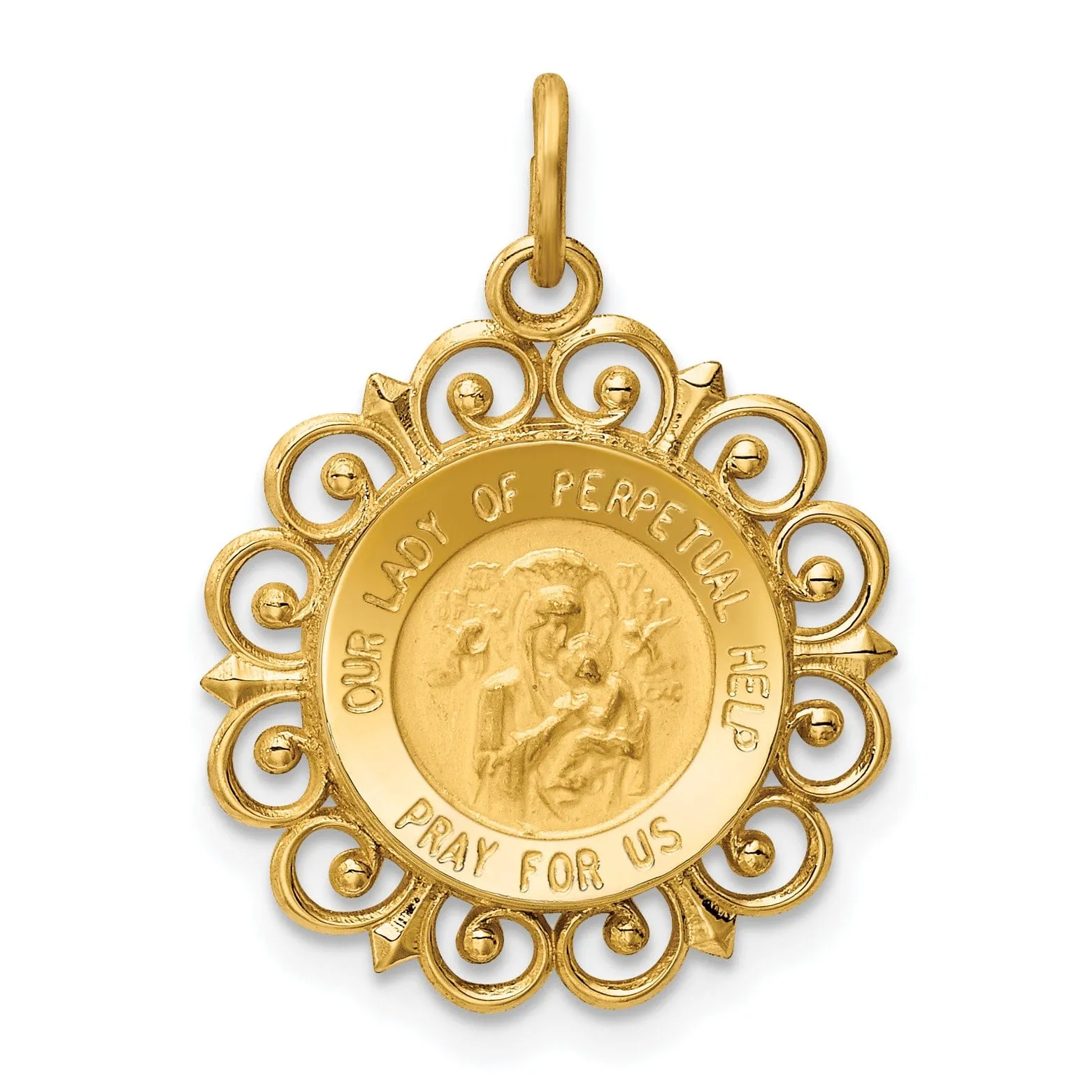14k Yellow Gold Our Lady of Perpetual Help Medal