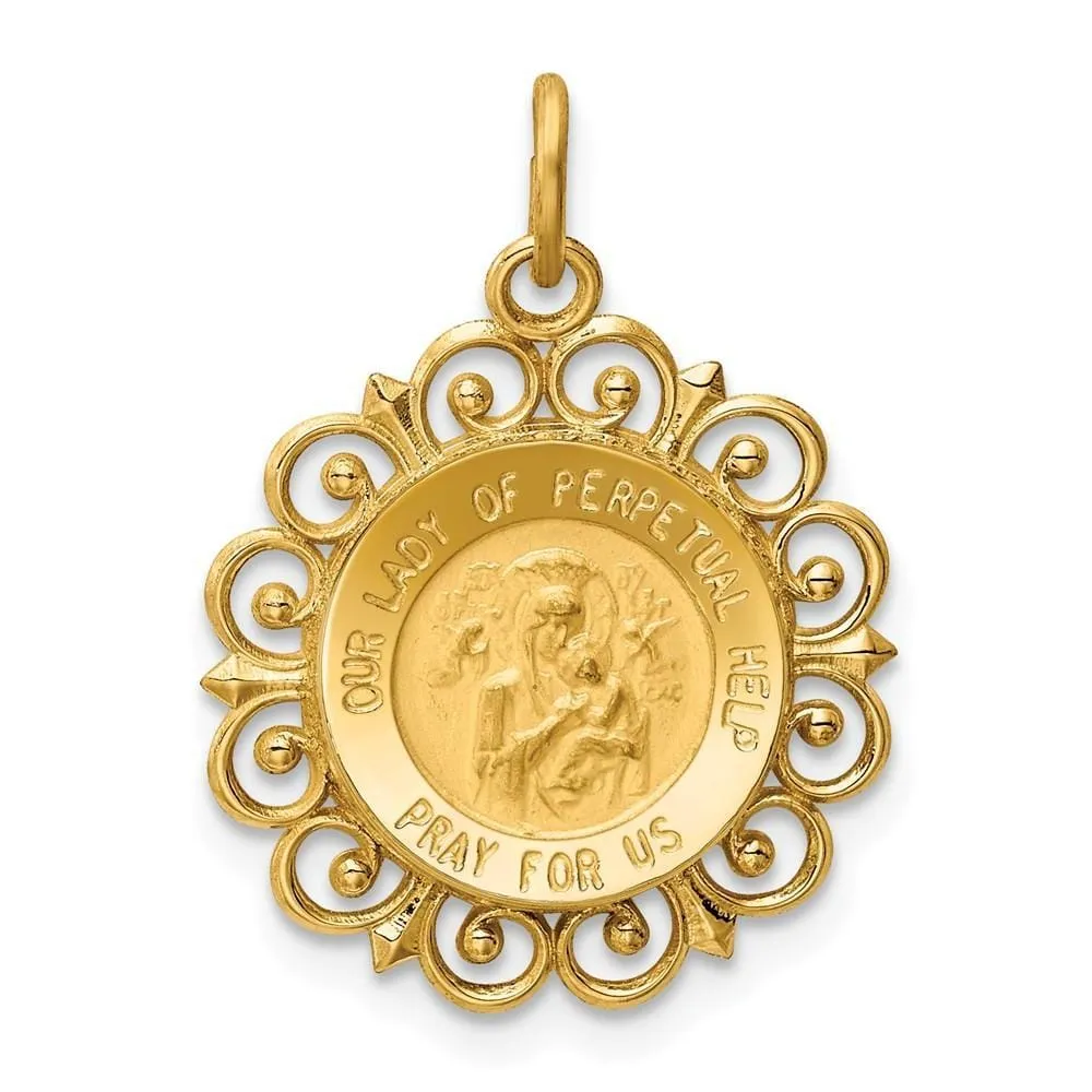 14k Yellow Gold Our Lady of Perpetual Help Medal