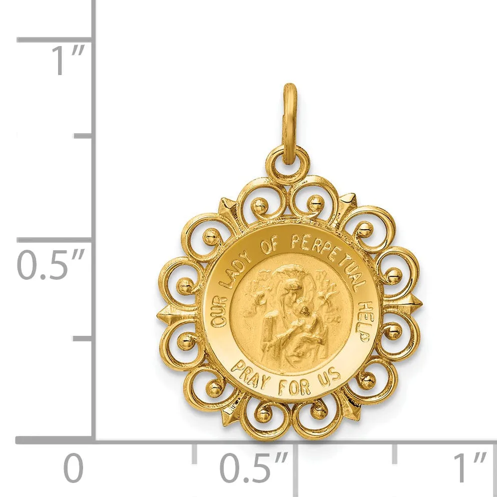 14k Yellow Gold Our Lady of Perpetual Help Medal