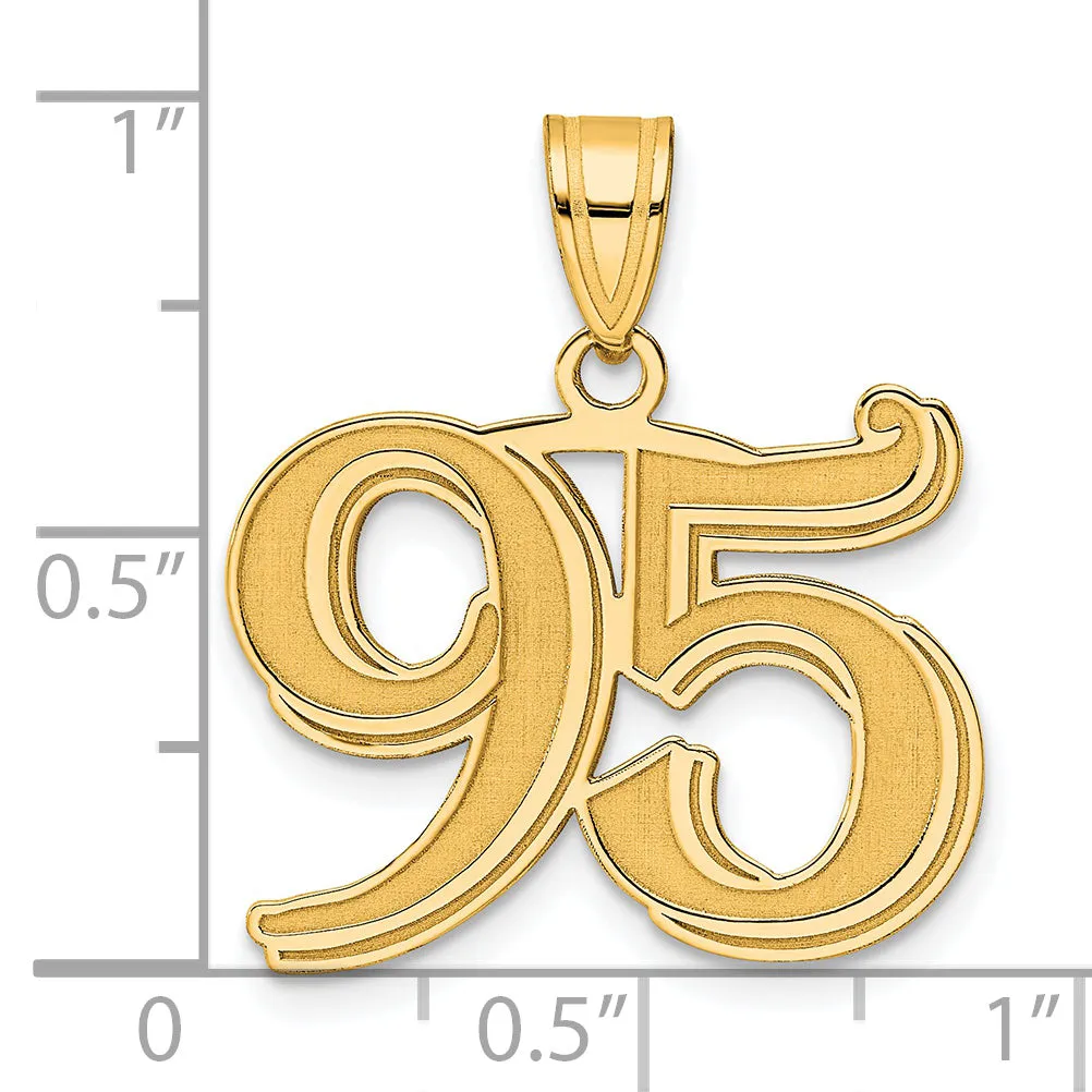 14k Yellow Gold Polished Etched Number 95 Pendant