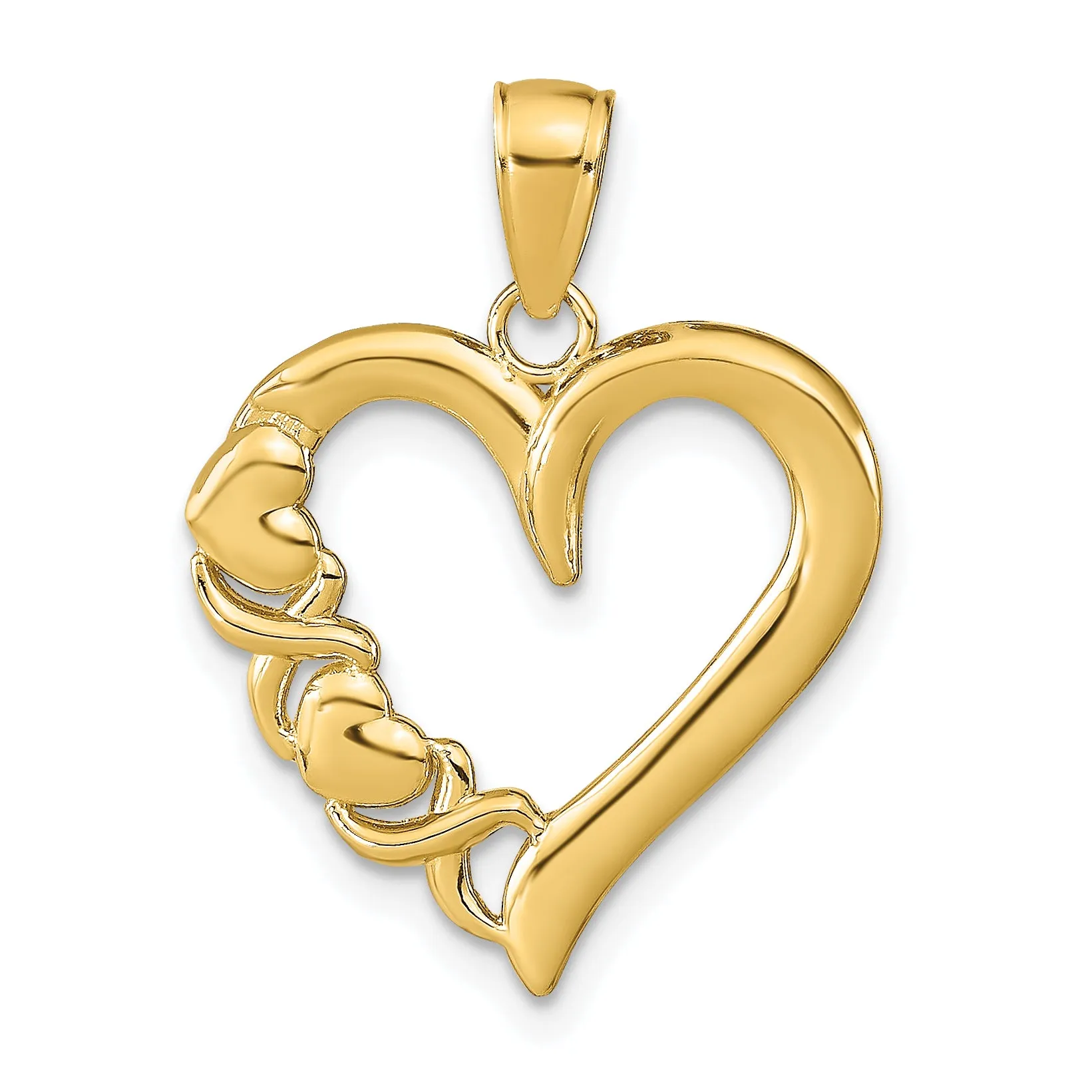14k Yellow Gold Polished Heart X Design Pendant