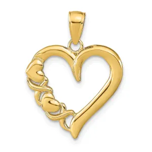 14k Yellow Gold Polished Heart X Design Pendant