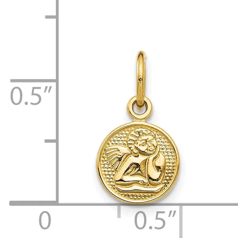 14k Yellow Gold Raphael Angel Medal Pendant