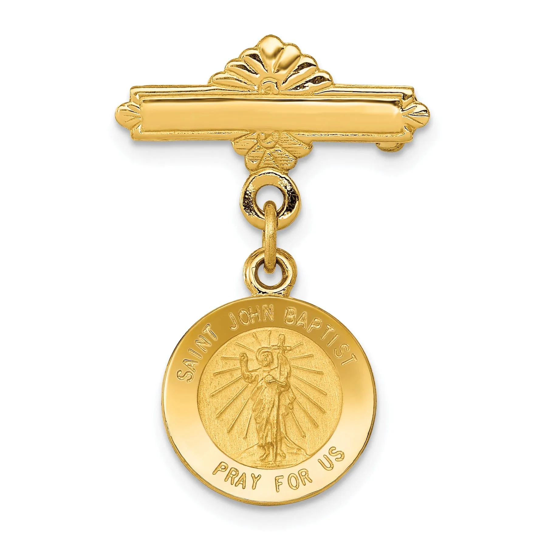 14k Yellow Gold Saint John the Baptist Medal Pin