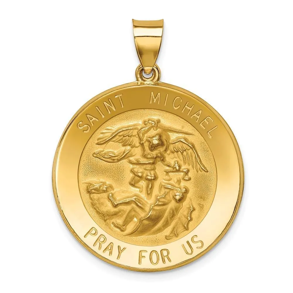 14k Yellow Gold Saint Michael Medal Pendant
