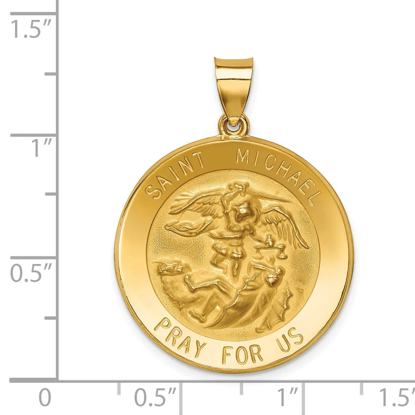 14k Yellow Gold Saint Michael Medal Pendant