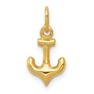 14k Yellow Gold Small Size Anchor Charm Pendant