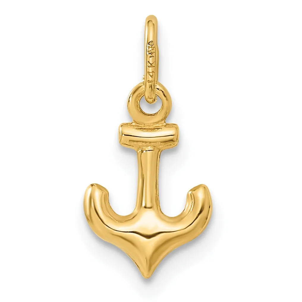 14k Yellow Gold Small Size Anchor Charm Pendant