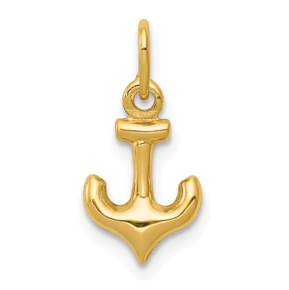 14k Yellow Gold Small Size Anchor Charm Pendant