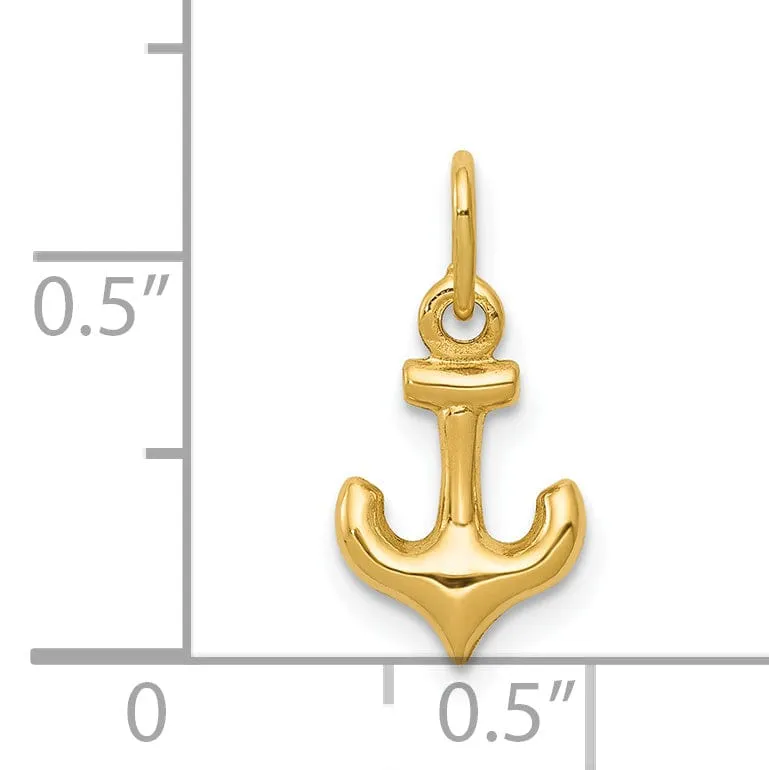 14k Yellow Gold Small Size Anchor Charm Pendant