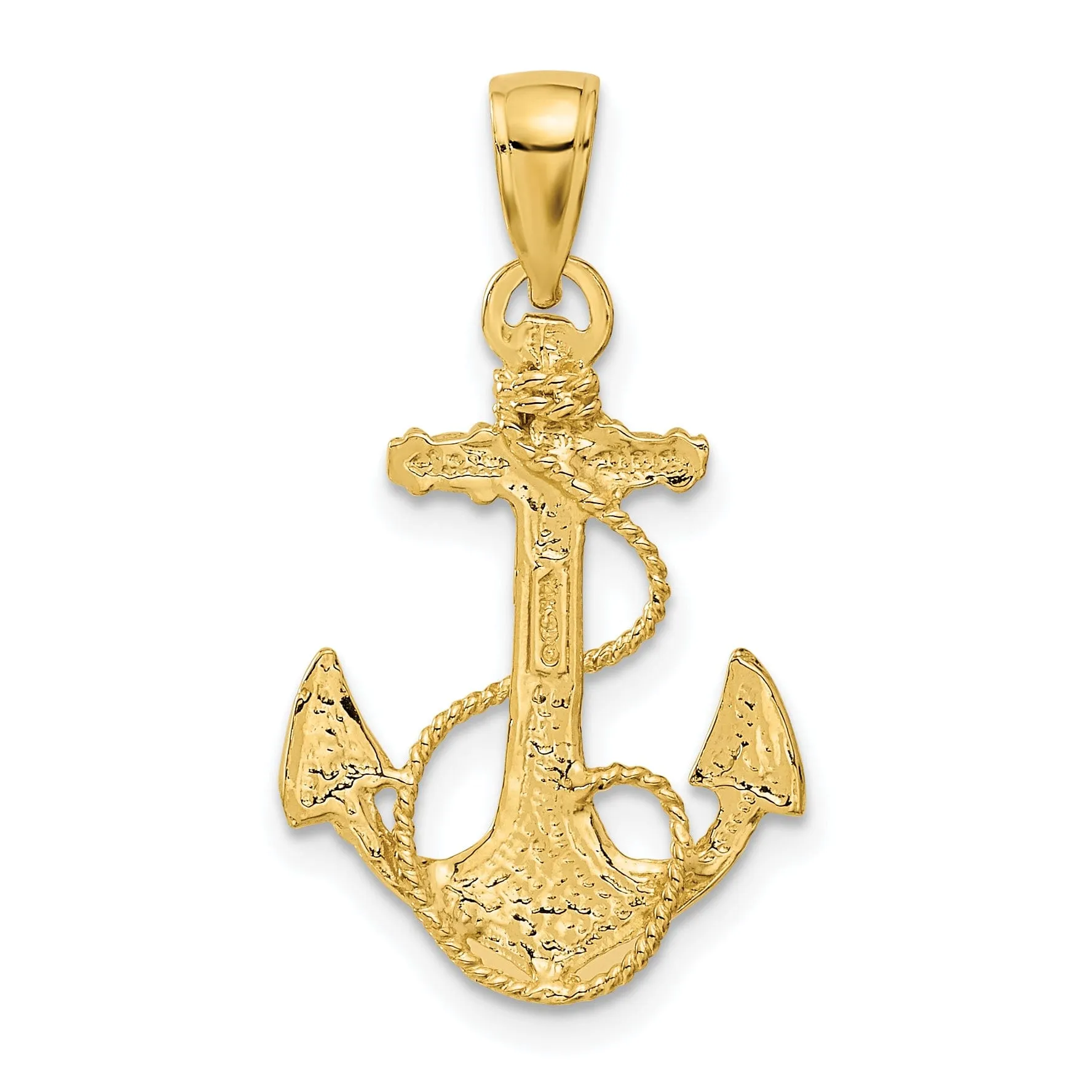 14k Yellow Gold Solid Polished Anchor Pendant