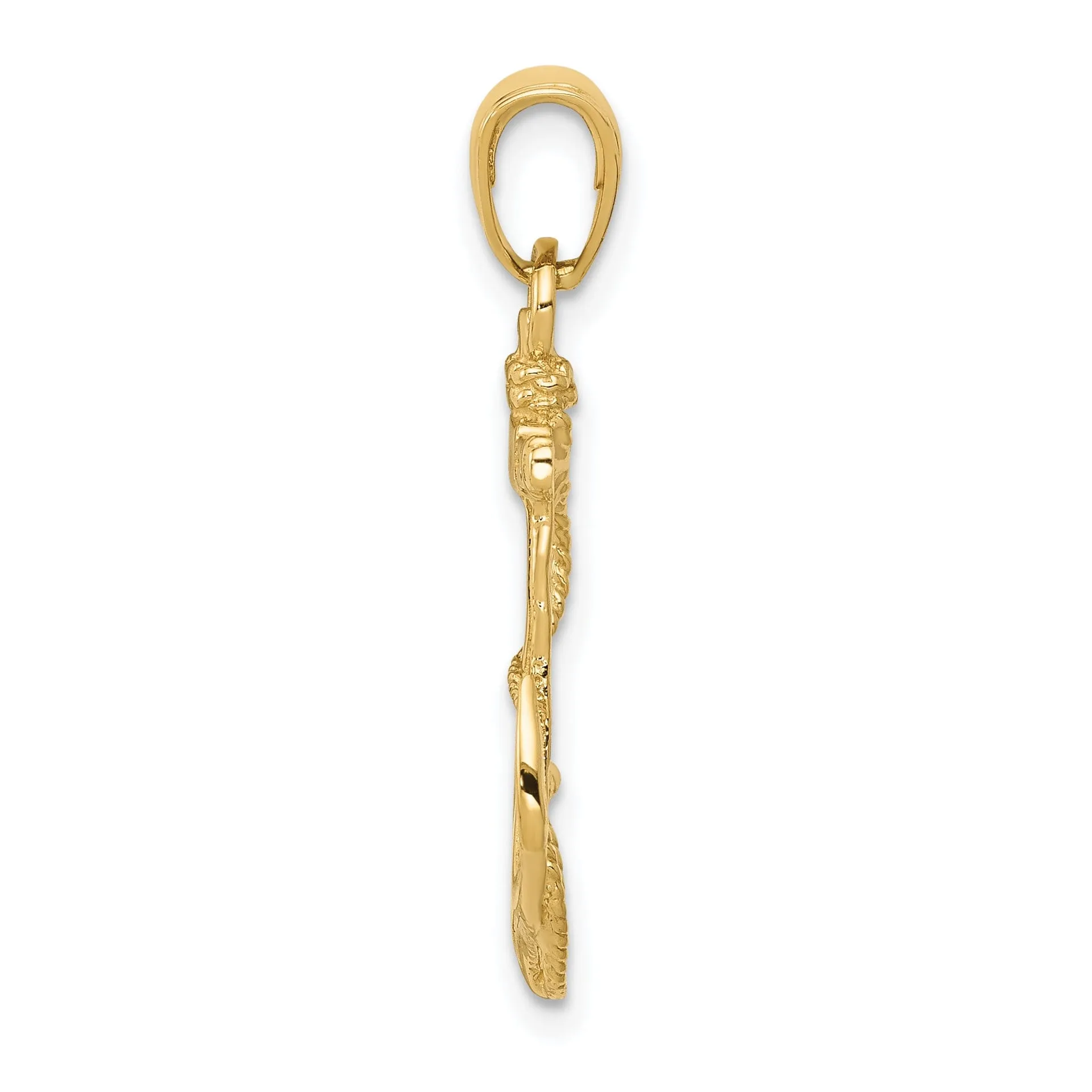 14k Yellow Gold Solid Polished Anchor Pendant