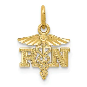 14k Yellow Gold Solid R.N Nurse Pendant