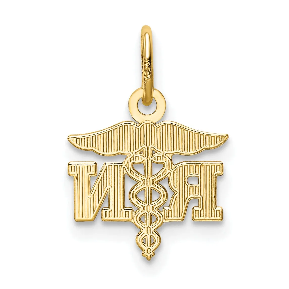 14k Yellow Gold Solid R.N Nurse Pendant