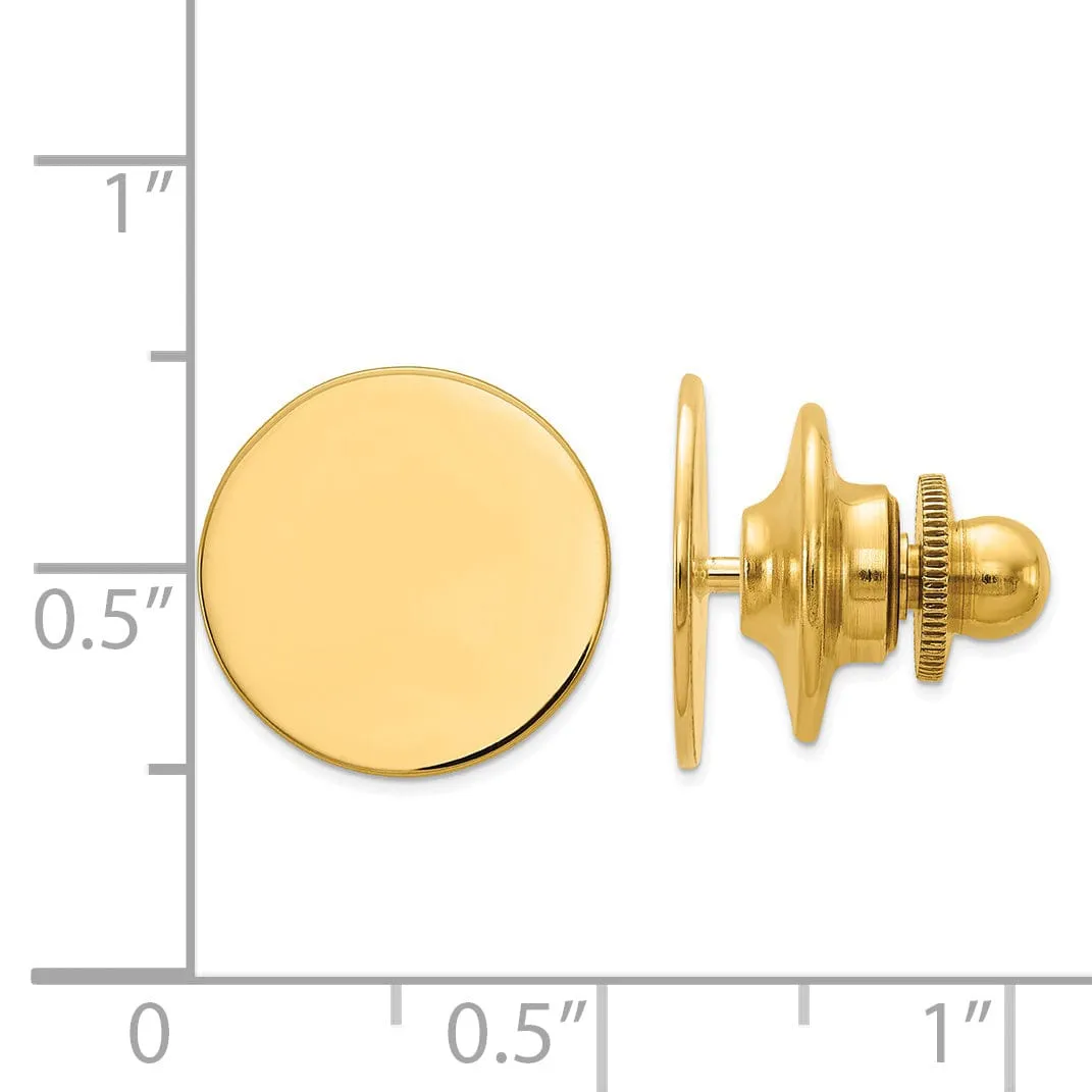 14k Yellow Gold Solid Round Design Tie Tac