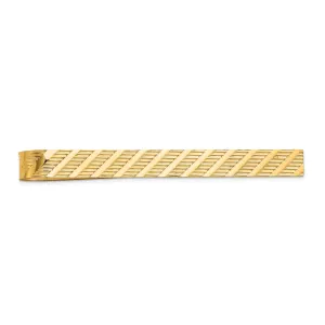 14k Yellow Gold Solid with Line Design Tie Bar