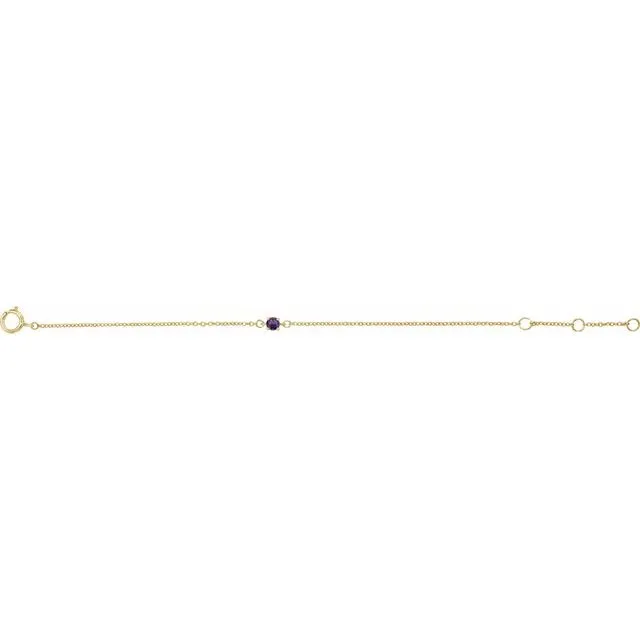 14K Yellow Imitation Amethyst Youth Birthstone 4 1/2-5 1/2" Bracelet