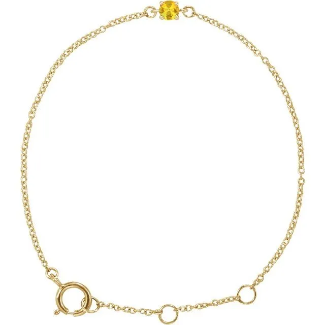 14K Yellow Imitation Citrine Youth Birthstone 4 1/2-5 1/2" Bracelet