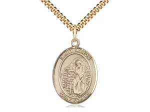 14kt Gold Filled St Aaron Pendant on a 24 inch Gold Plate Heavy Curb Chain.